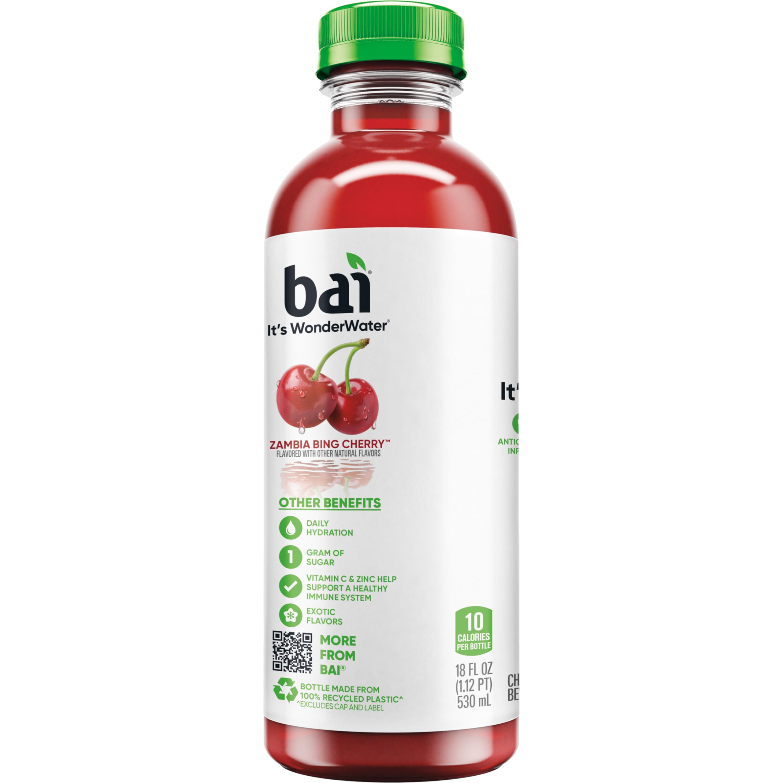 Bai Zambia Bing Cherry 12-pack stacked in pantry showing bulk supply convenience benefit