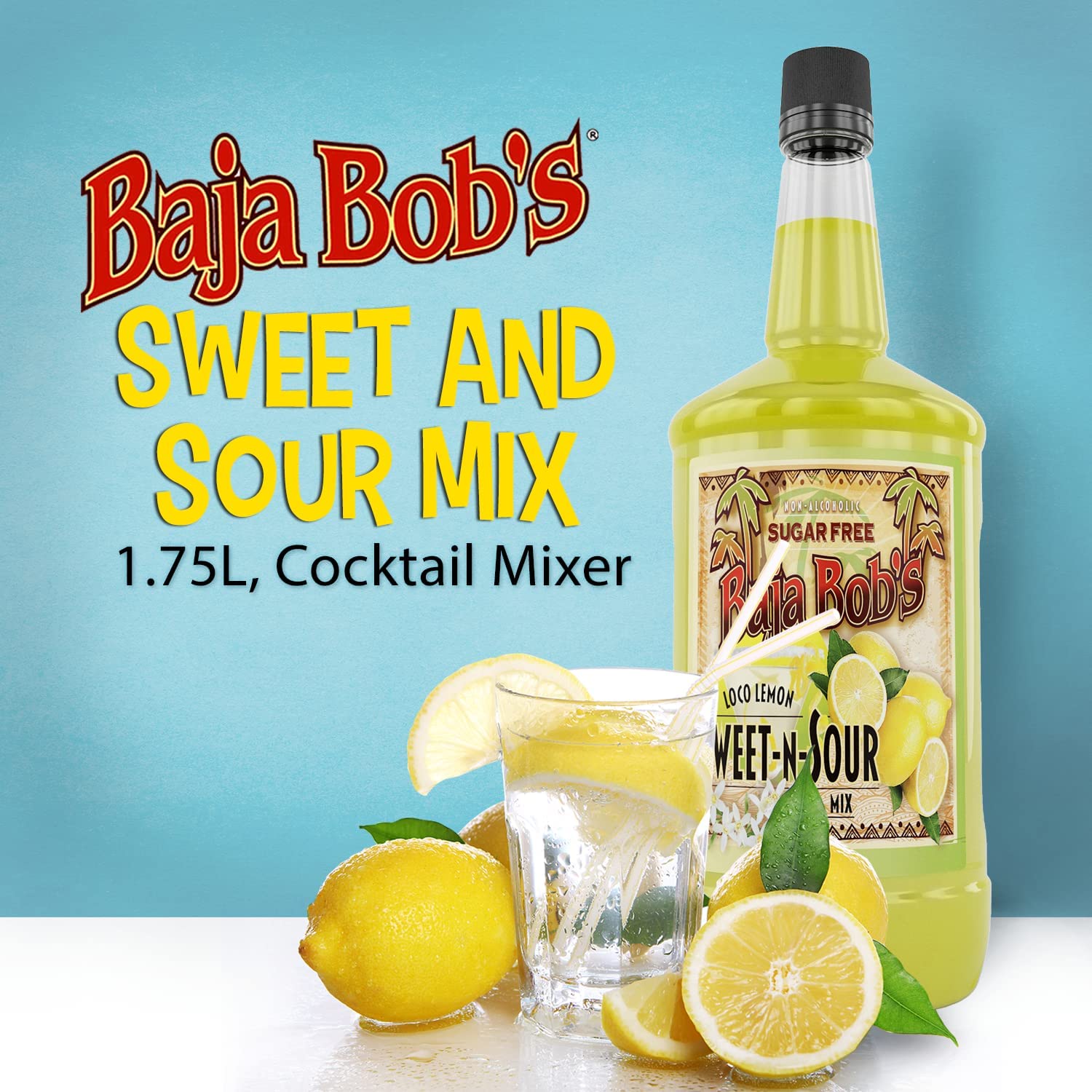 Baja Bob's bottle close-up label displaying sugar-free and keto benefits