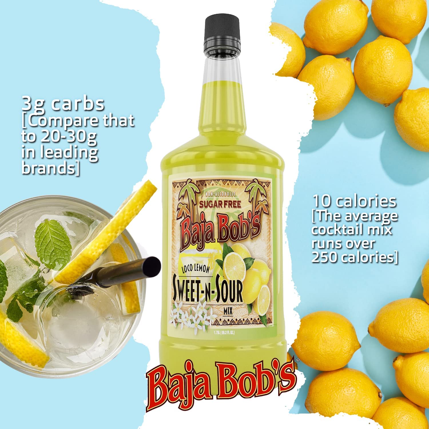 Finished margarita made with Baja Bob's mix, demonstrates refreshing result