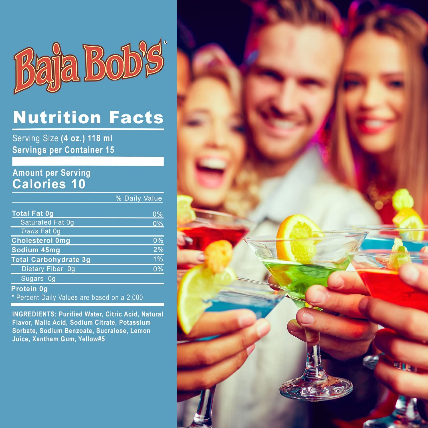 Baja Bob's pouring mix into a glass, illustrating easy cocktail prep