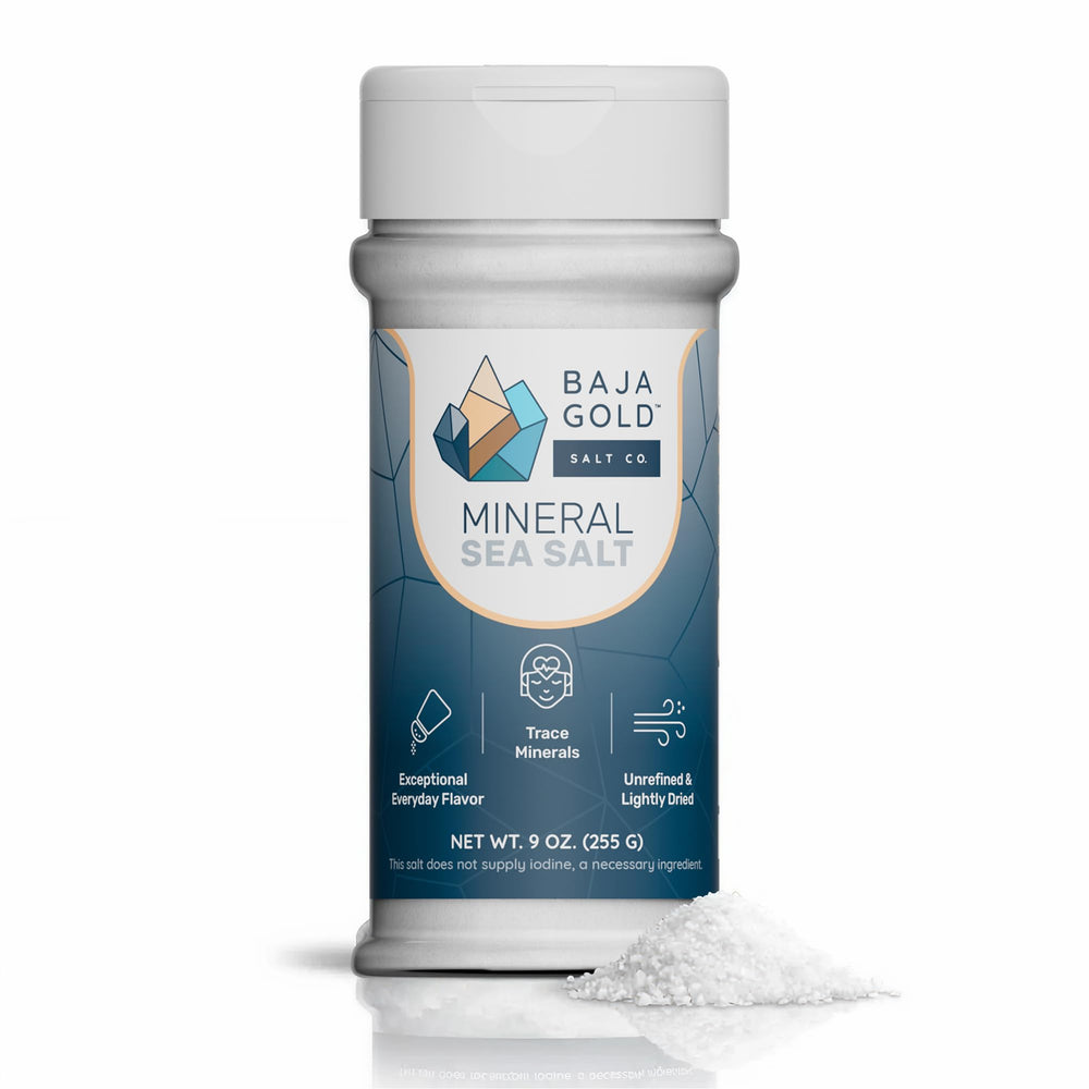 Baja Gold front packaging showing 9 oz shaker and clear label for easy countertop use