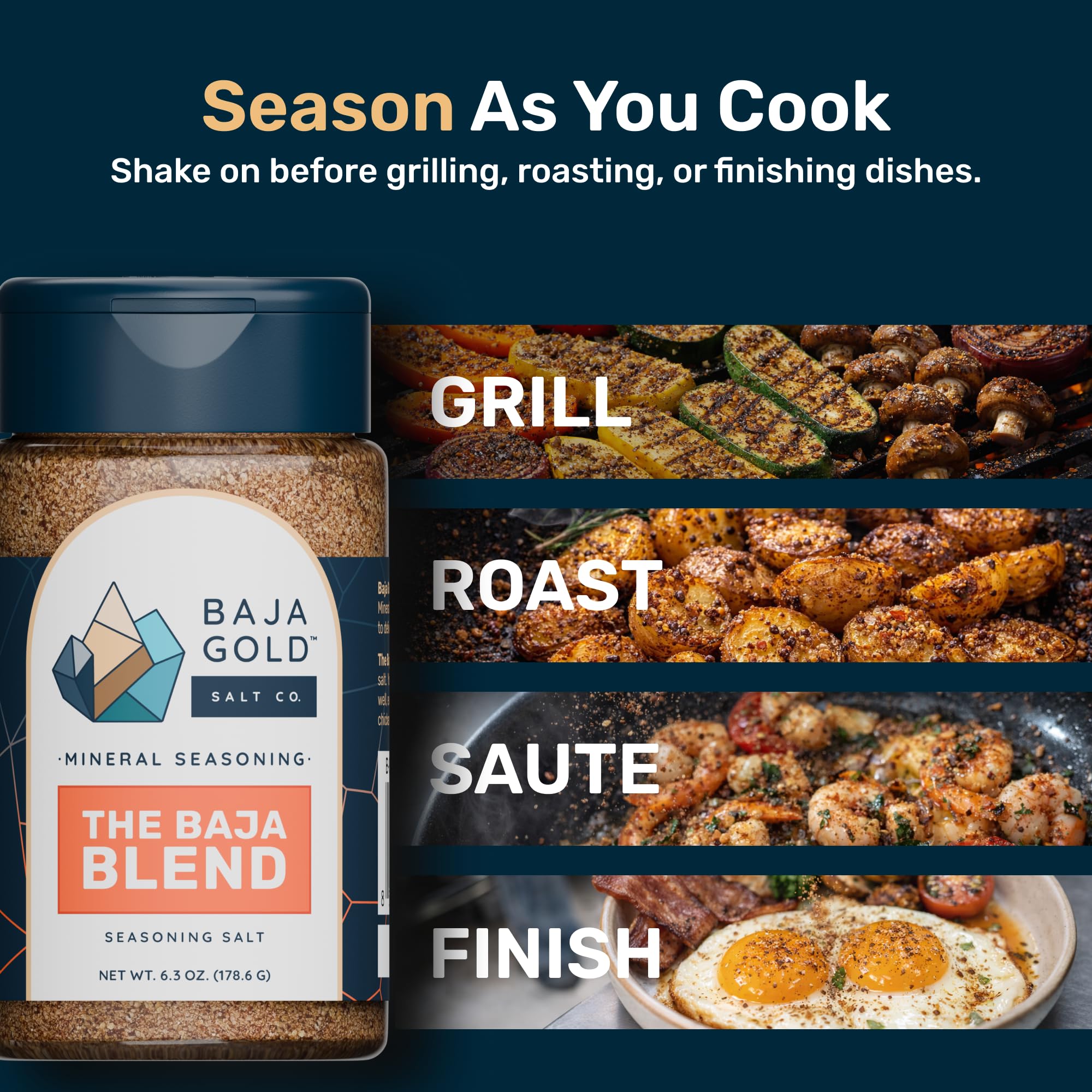 Baja Gold label ingredient list highlighting mineral sea salt and organic spices