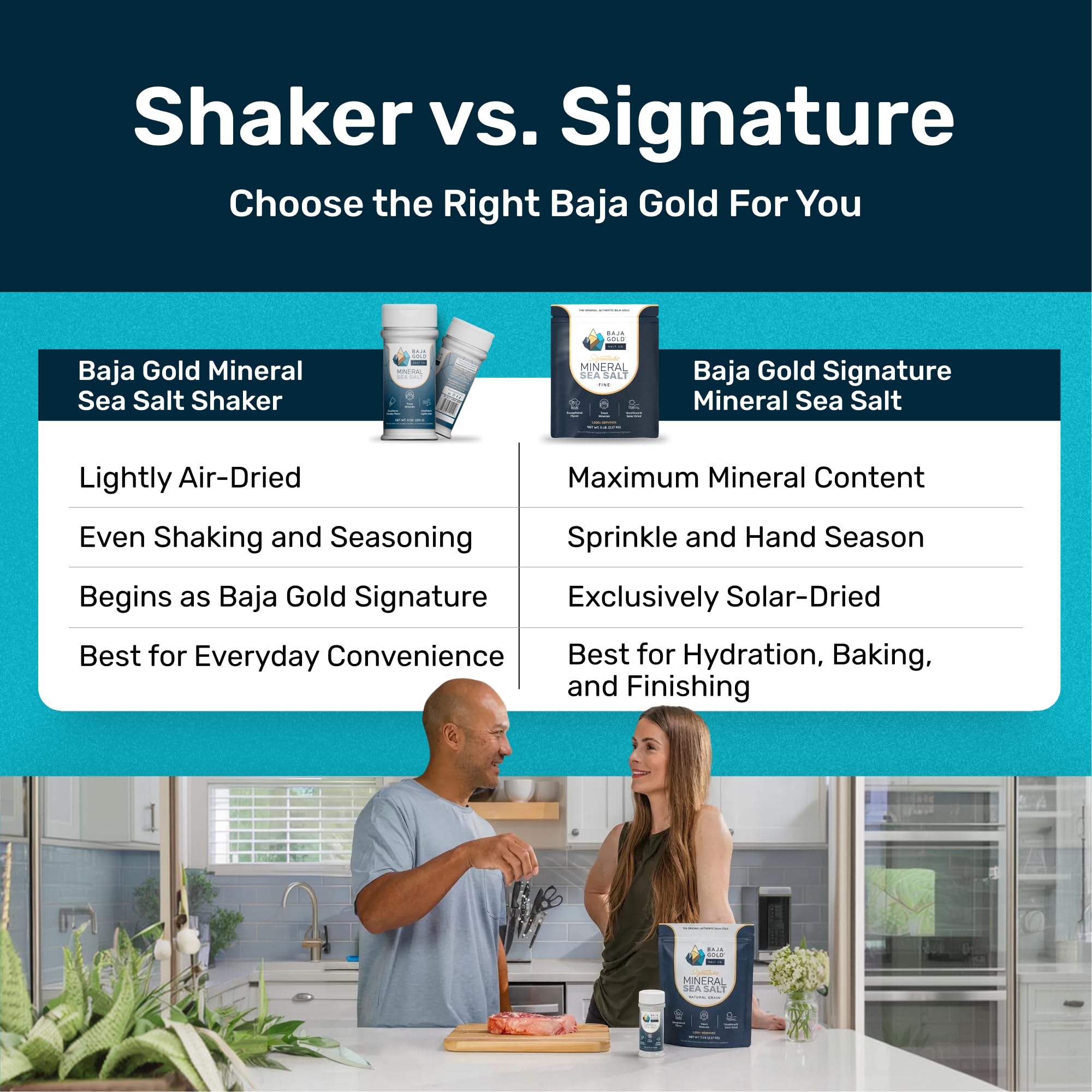 Baja Gold on a dining table in a meal scene demonstrating finishing and seasoning benefit