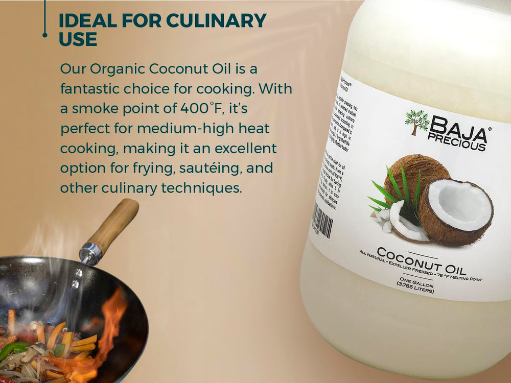 Baja Precious solid coconut oil scoop showing thick texture for cosmetics