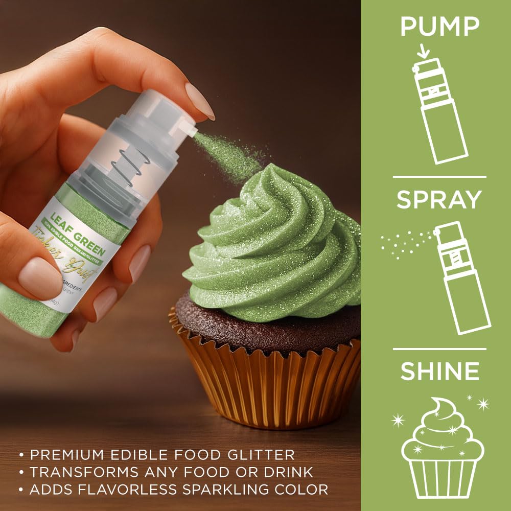 Bakell Leaf Green on cake detail creating glossy green sparkle that enhances appearance