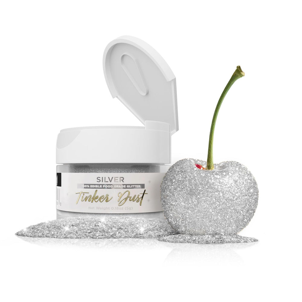 Bakell silver Tinker Dust front jar showing label and flip-cap, adds elegant sparkle