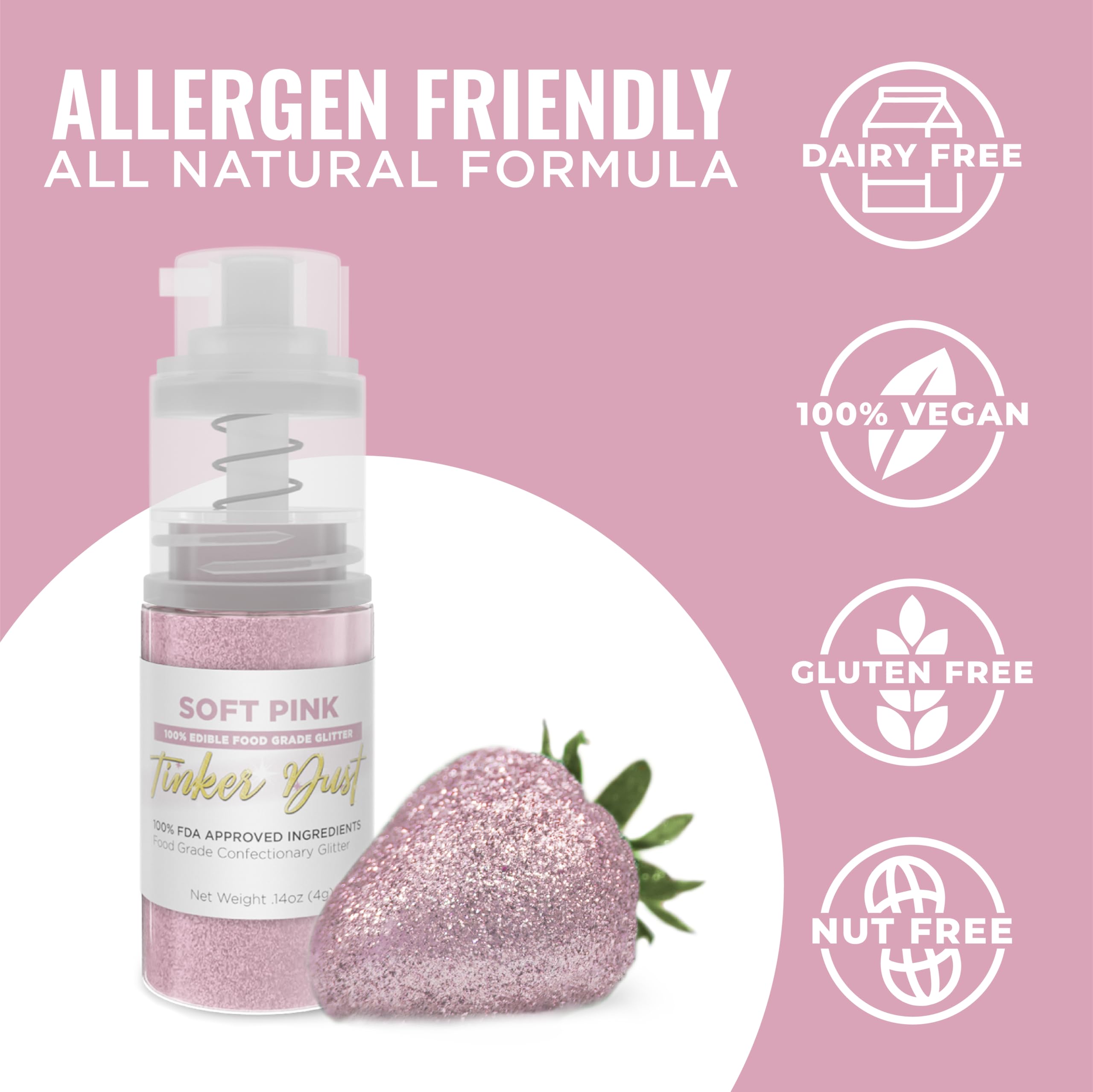 Bakell spraying soft pink dust onto a cake, providing a professional pearlescent finish