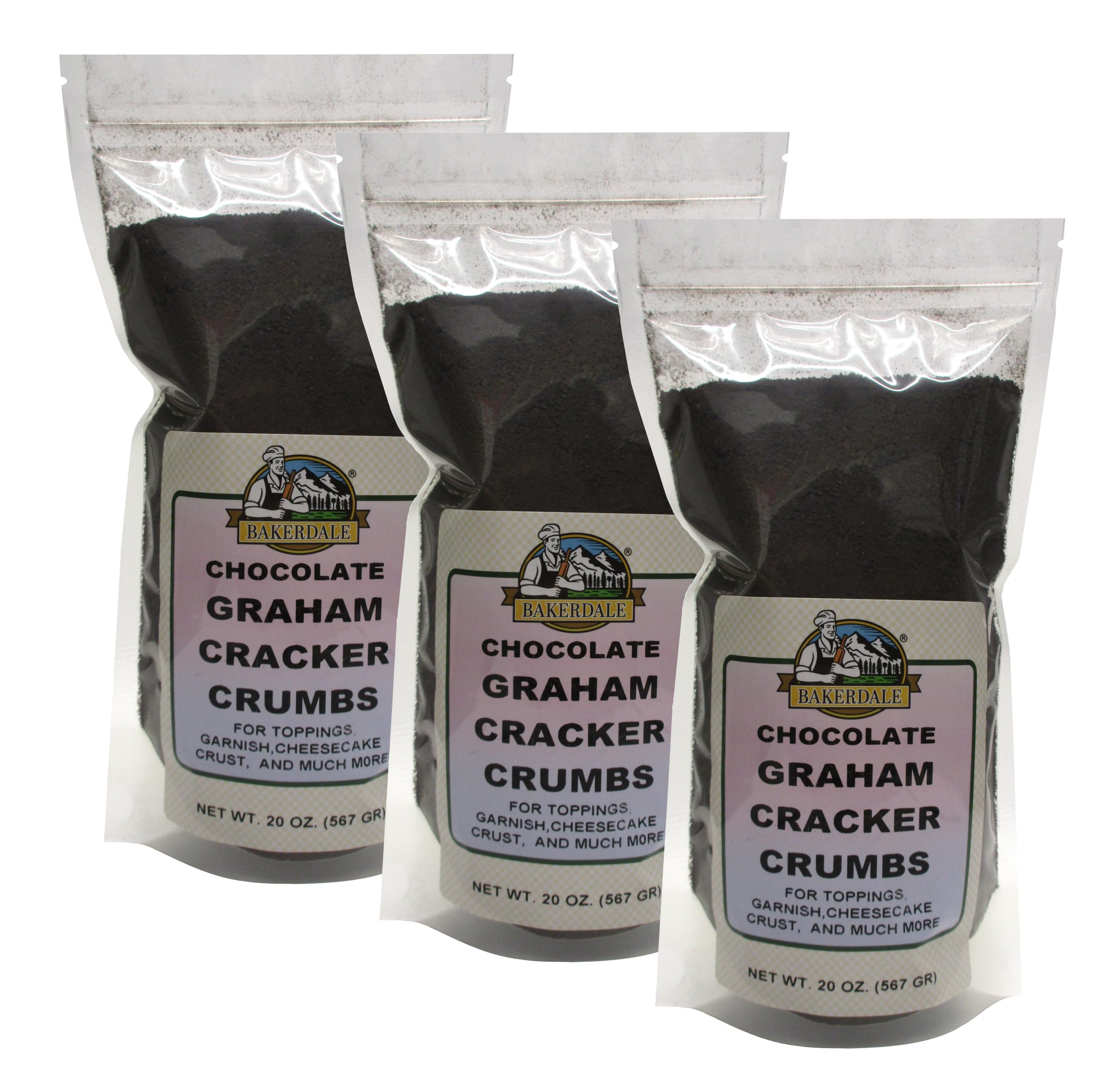 Bakerdale front packaging showing 20 oz pouch and clear product view, convenient storage benefit