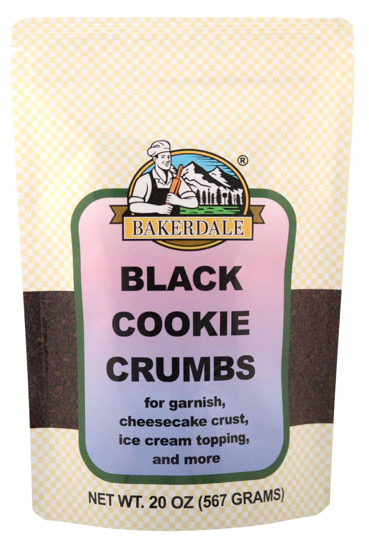 Bakerdale front pouch showing 20 oz resealable pack and brand visibility, convenience benefit
