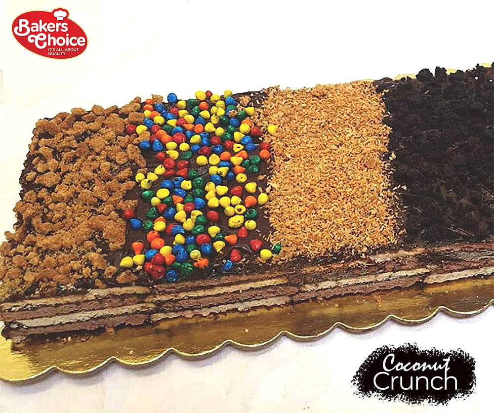 Baker's Choice coconut crunch topping on an ice cream sundae adding crunch