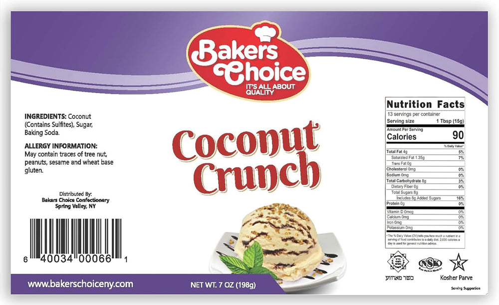 Baker's Choice jar beside measuring spoon and ingredients showing size and use