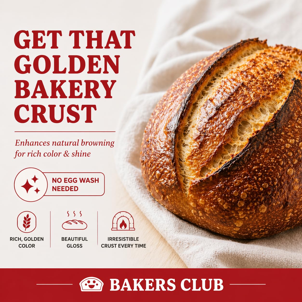 BAKERS CLUB bread crust detail emphasizing richer golden browning