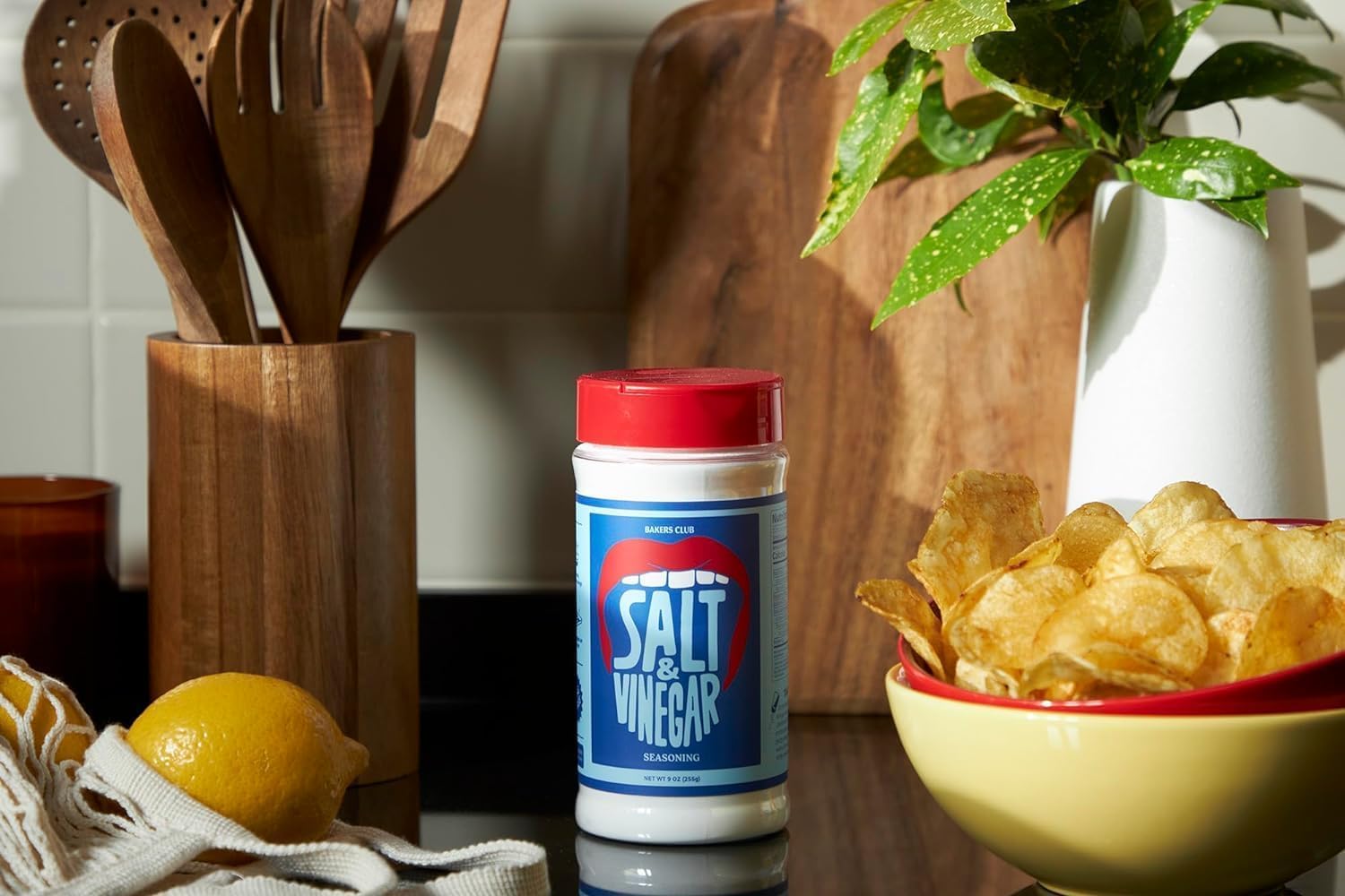 BAKERS CLUB shaker on kitchen counter ready for quick seasoning