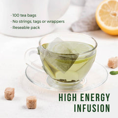 balibetov tea bag close-up with visible traditional cut leaves, highlights natural quality