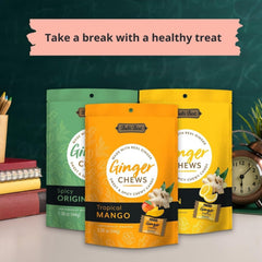 Bali's Best close-up of soft chew texture highlighting chewable candy and real ginger pieces
