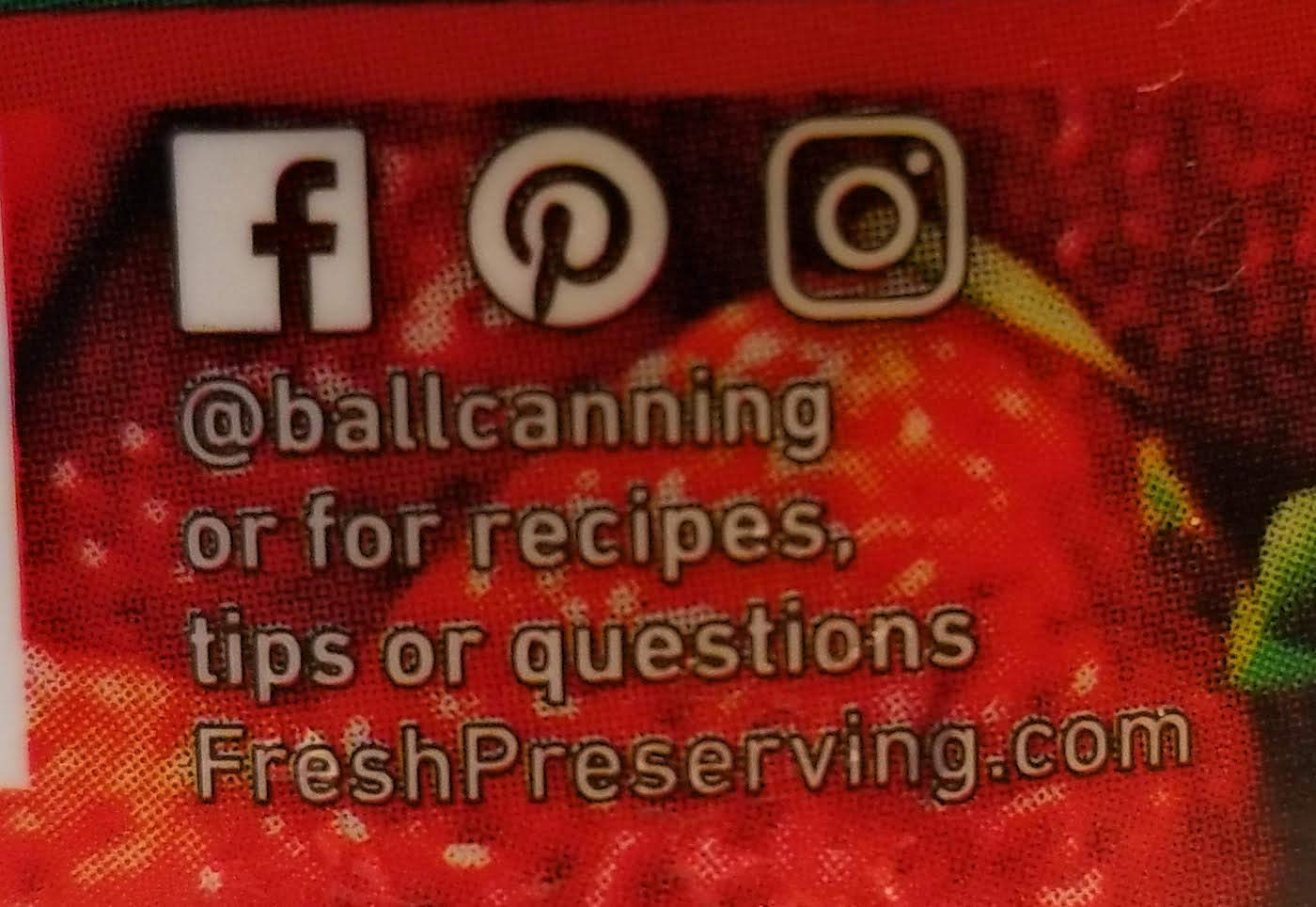 Ball product label and ingredients close-up showing natural pectin sources