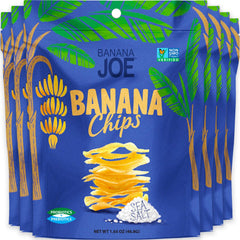 Banana Joe front packaging showing sea salt chips and probiotic claim benefits digestion