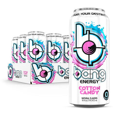 BANG cotton candy front can showing flavor and zero-calorie benefit