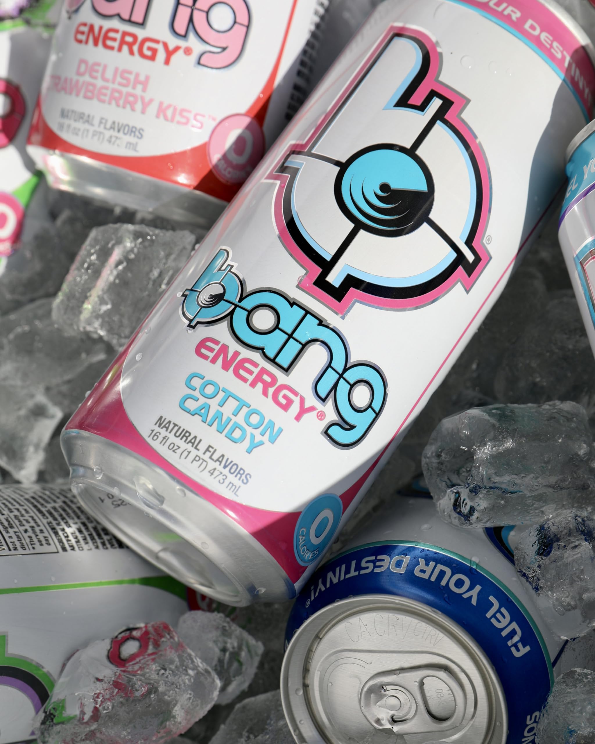 BANG cotton candy side label closeup showing EAA and CoQ10 benefits