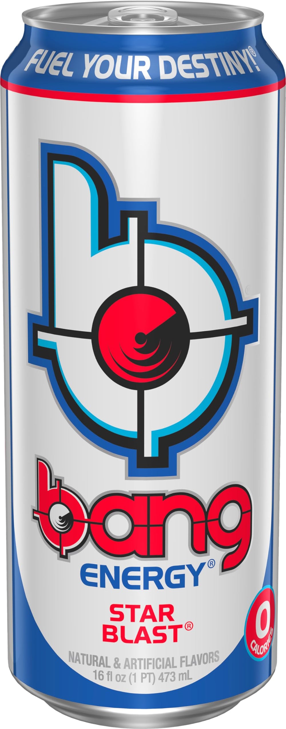 BANG Star Blast side label close-up highlighting ingredients and zero-sugar callout