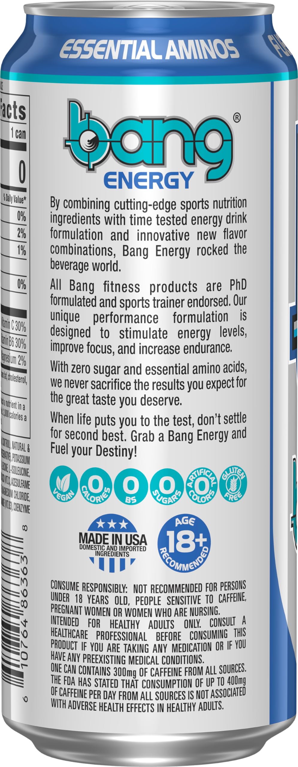 BANG Star Blast open can with pour demonstrating refreshing, calorie-free beverage