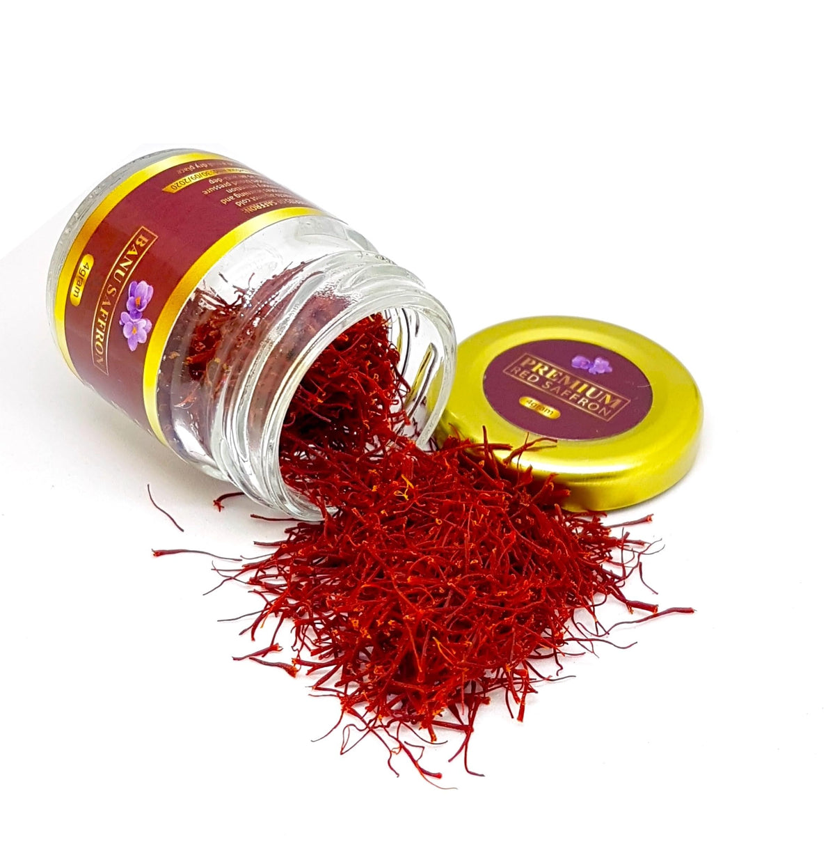 banu saffron front jar showing premium glass packaging and brand clarity