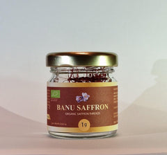 banu saffron threads close-up highlighting vivid red color and texture