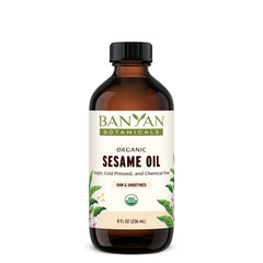 Banyan Botanicals bottle front view showing organic sesame oil benefits