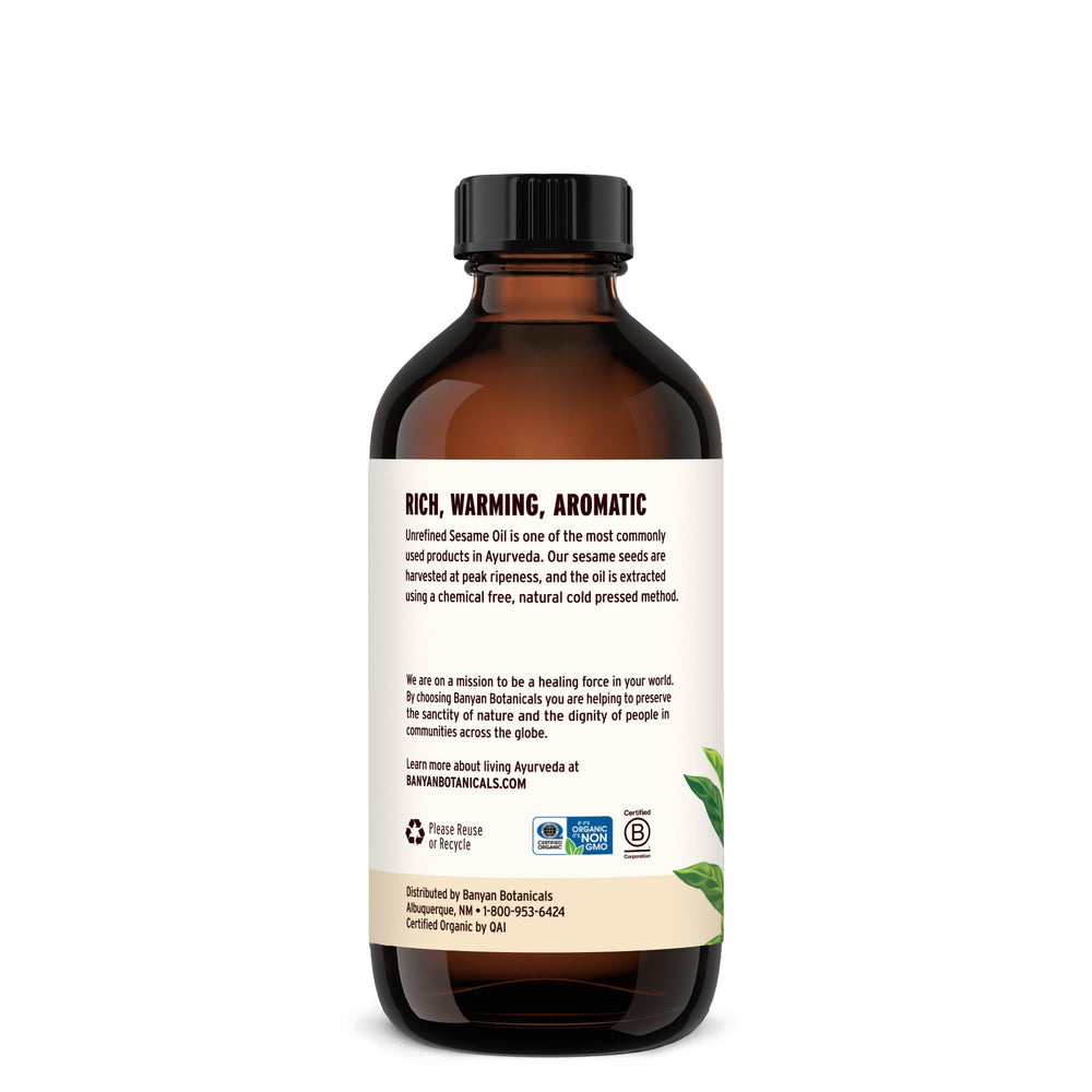 Lifestyle bathroom scene featuring Banyan Botanicals sesame oil for relaxation