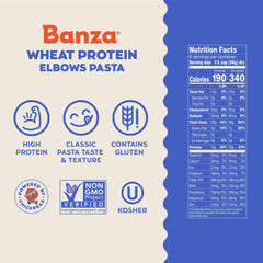 Banza cooked elbow pasta in bowl demonstrating sauce retention