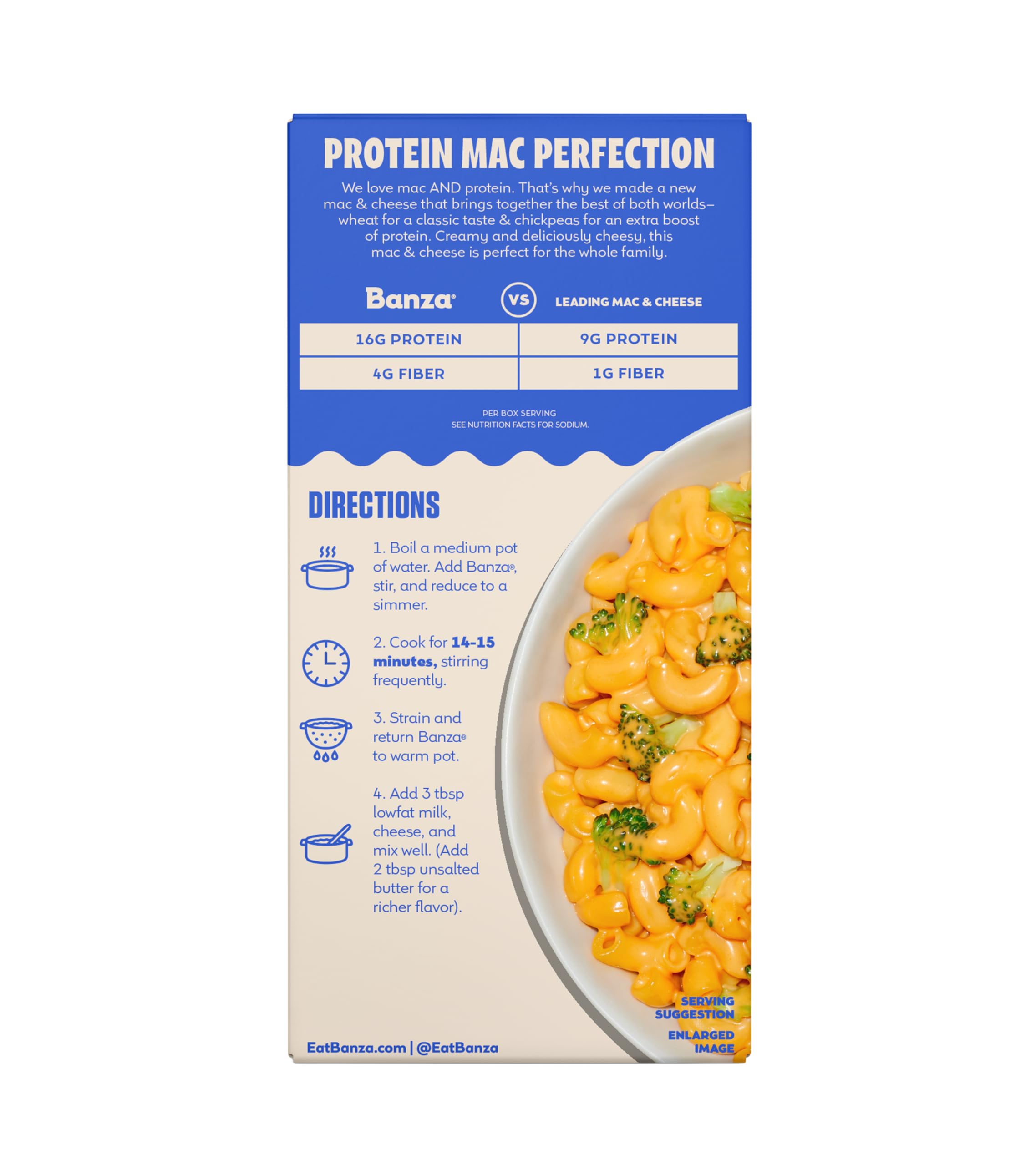 product label with banza cleanscan certification badge highlighting tested ingredients