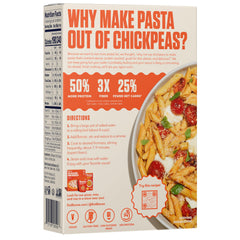 Banza close-up of dry penne texture highlighting firm shape