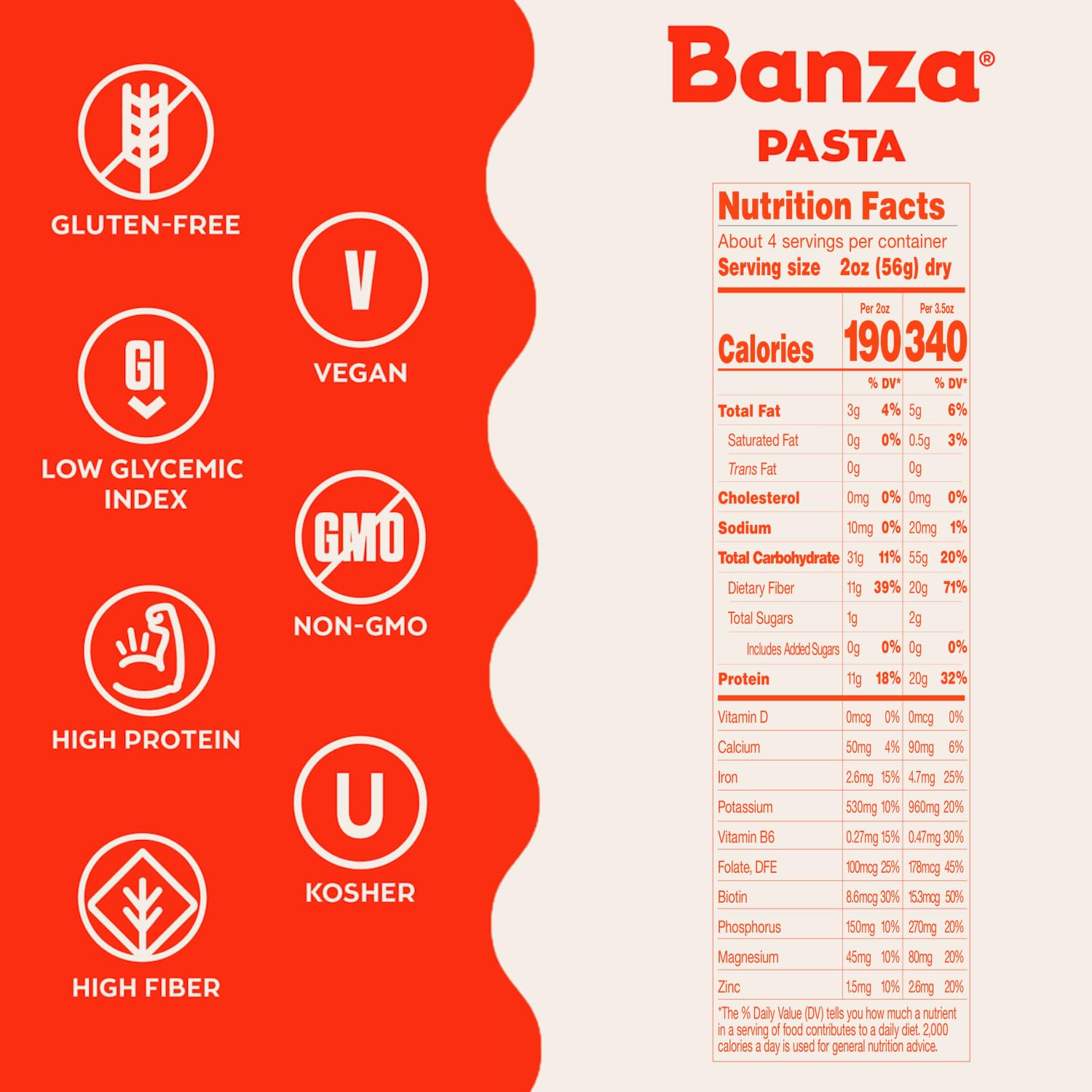 Banza rotini cooked al dente demonstrating texture and sauce cling benefit