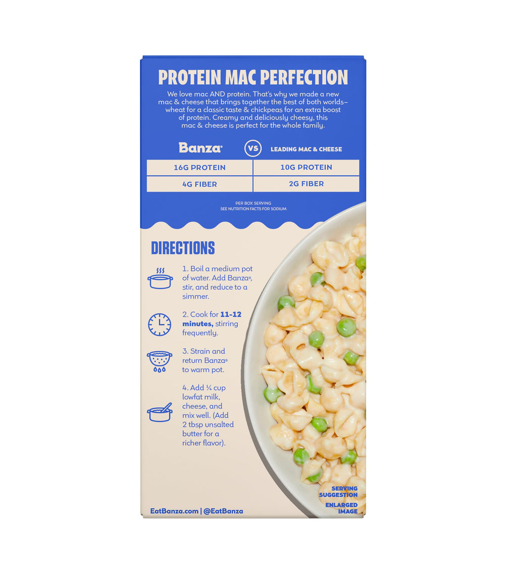 Banza boxed 6-pack stacked to show pantry-ready convenience and value