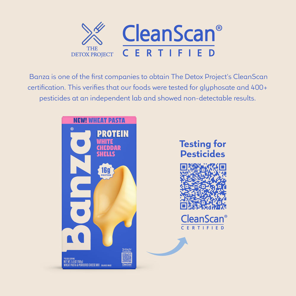 Banza creamy white cheddar sauce detail highlighting rich, cheesy flavor