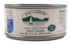 Bar Harbor label close-up highlighting sustainable fishery claim and sourcing