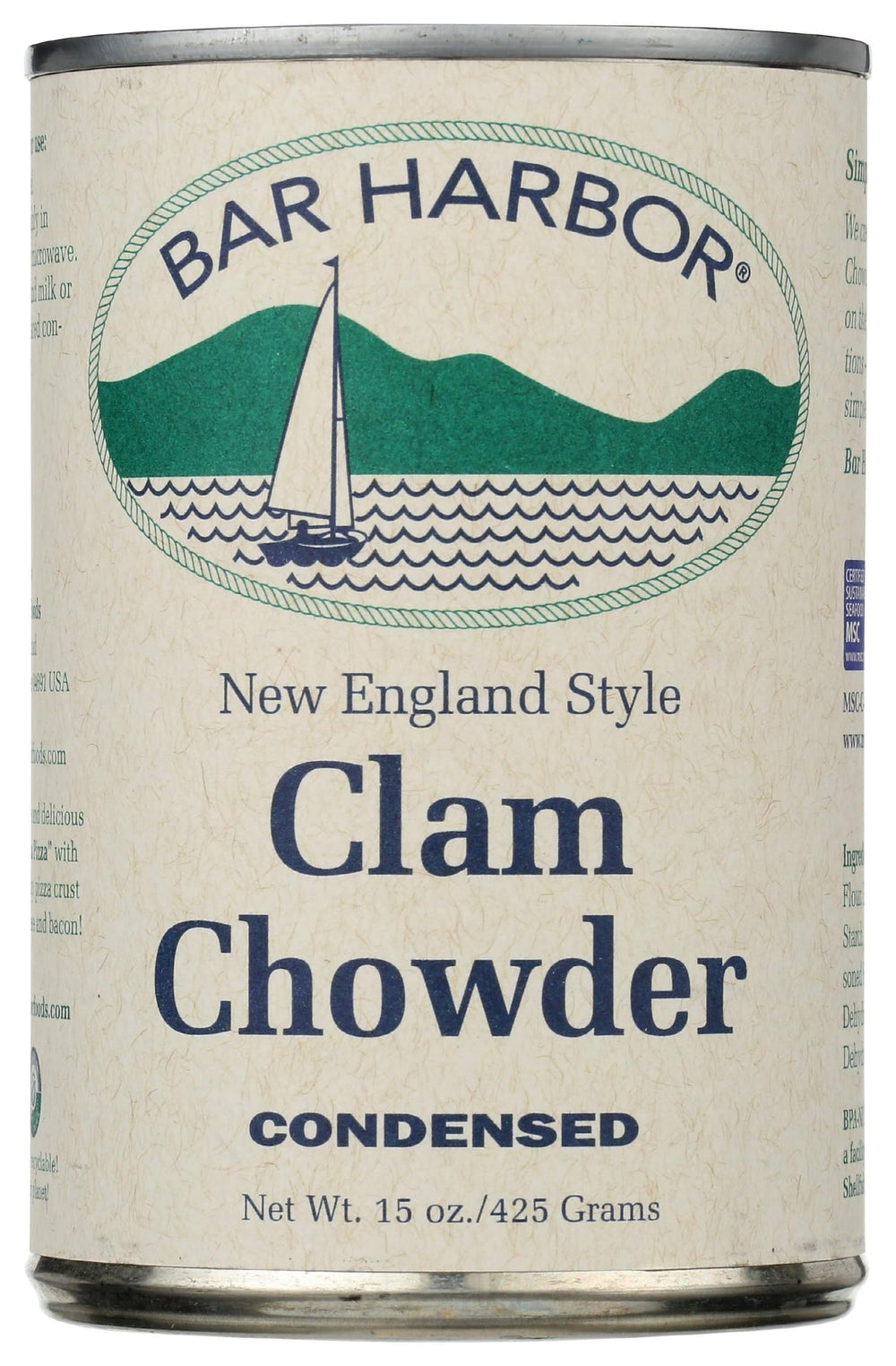 Bar Harbor label close-up highlighting ingredients and authentic Maine heritage benefit