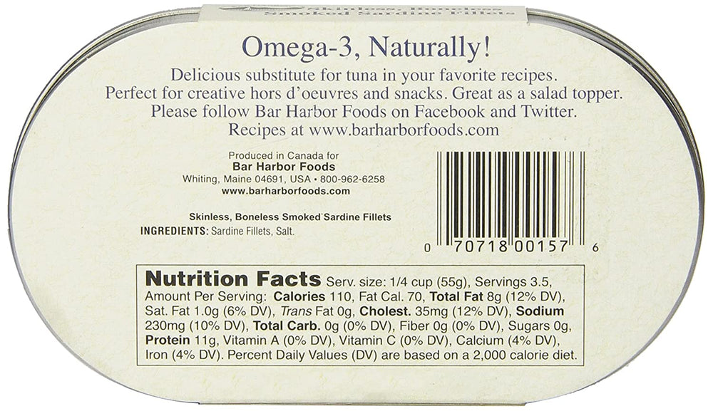 Bar Harbor open can revealing skinless boneless fillets for ready-to-eat convenience