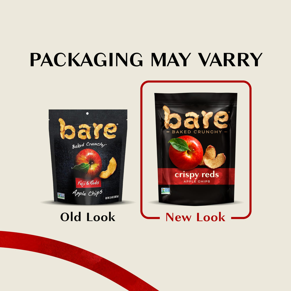 Bare open bag with visible crunchy apple chips emphasizing crisp texture