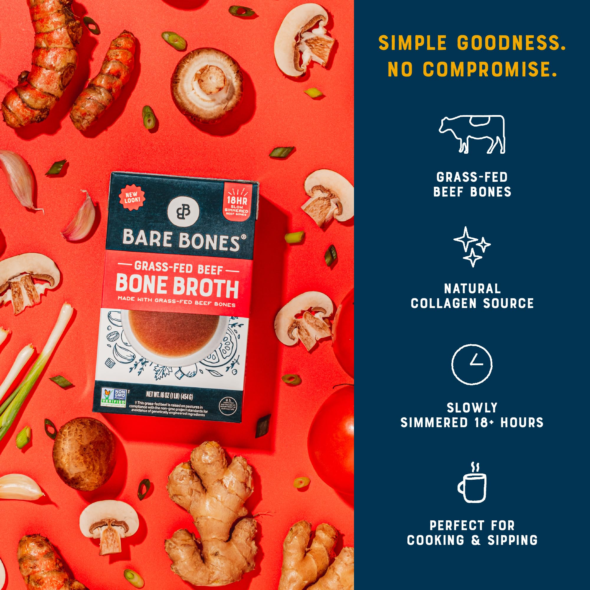 Bare Bones broth warmed in a mug for a comforting, quick savory snack