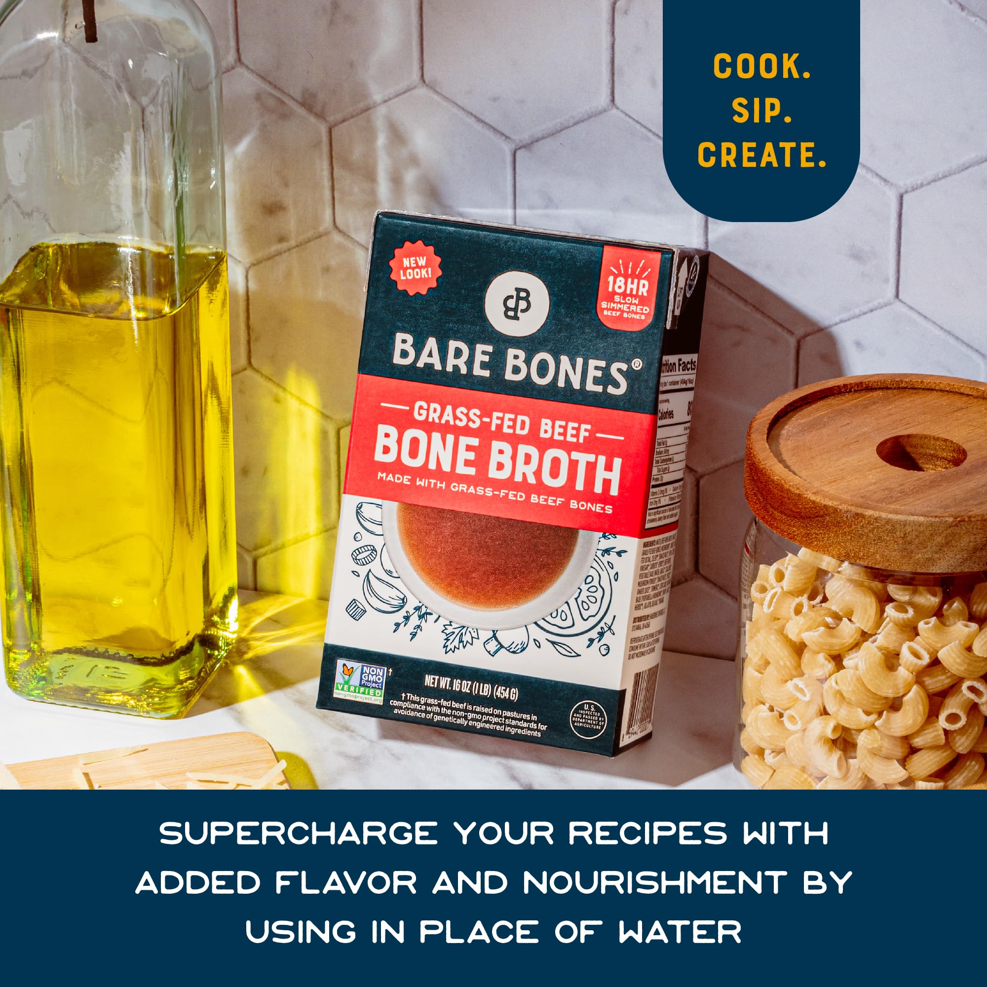 Close-up of Bare Bones broth texture highlighting rich, savory appearance