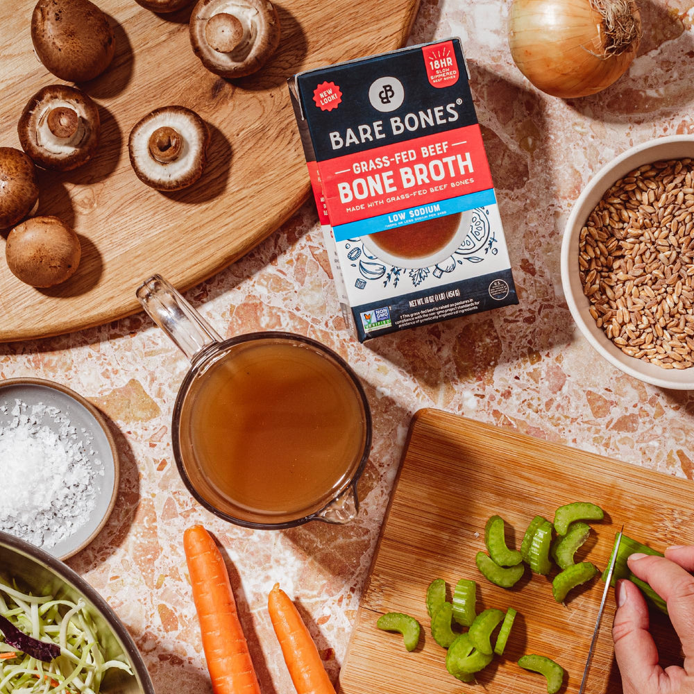 Bare Bones nutrition label closeup showing low-sodium and protein information benefit