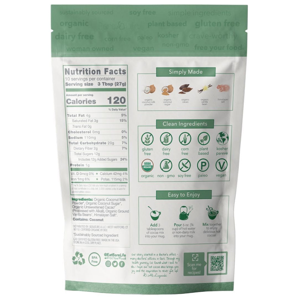 Bare Life spoonful of cocoa mix highlighting scoopability and convenience