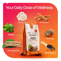 BareOrganics brewed cup in hand illustrating focus blend flavor and balance