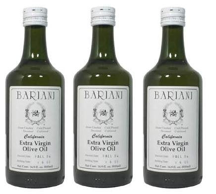 Bariani bottles front packaging showing three 1/2-liter bottles and label benefits