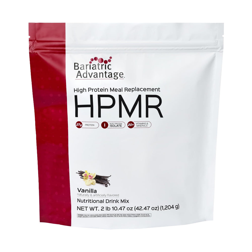 Bariatric Advantage front packaging showing vanilla meal replacement and clear product benefit