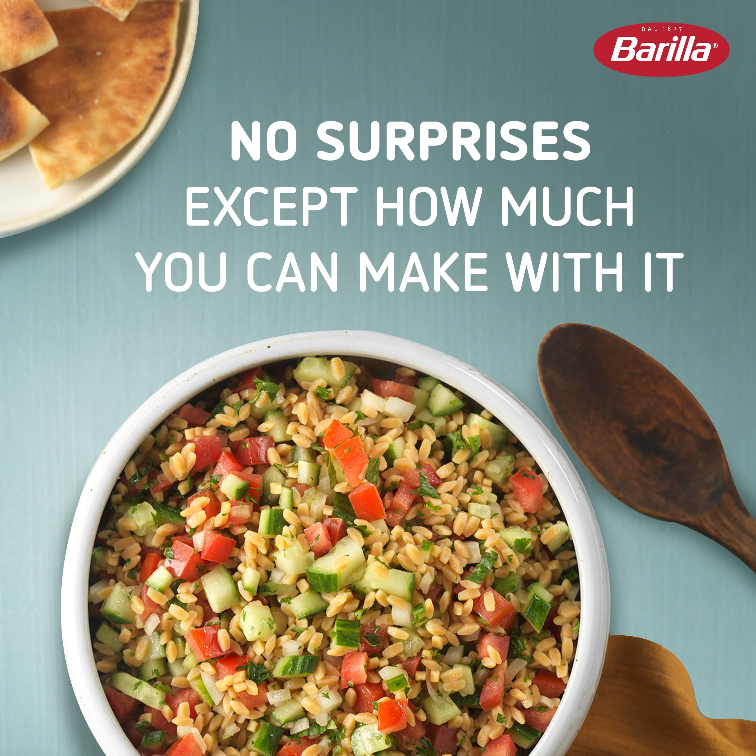 Barilla chickpea orzo close-up texture highlighting firm bite