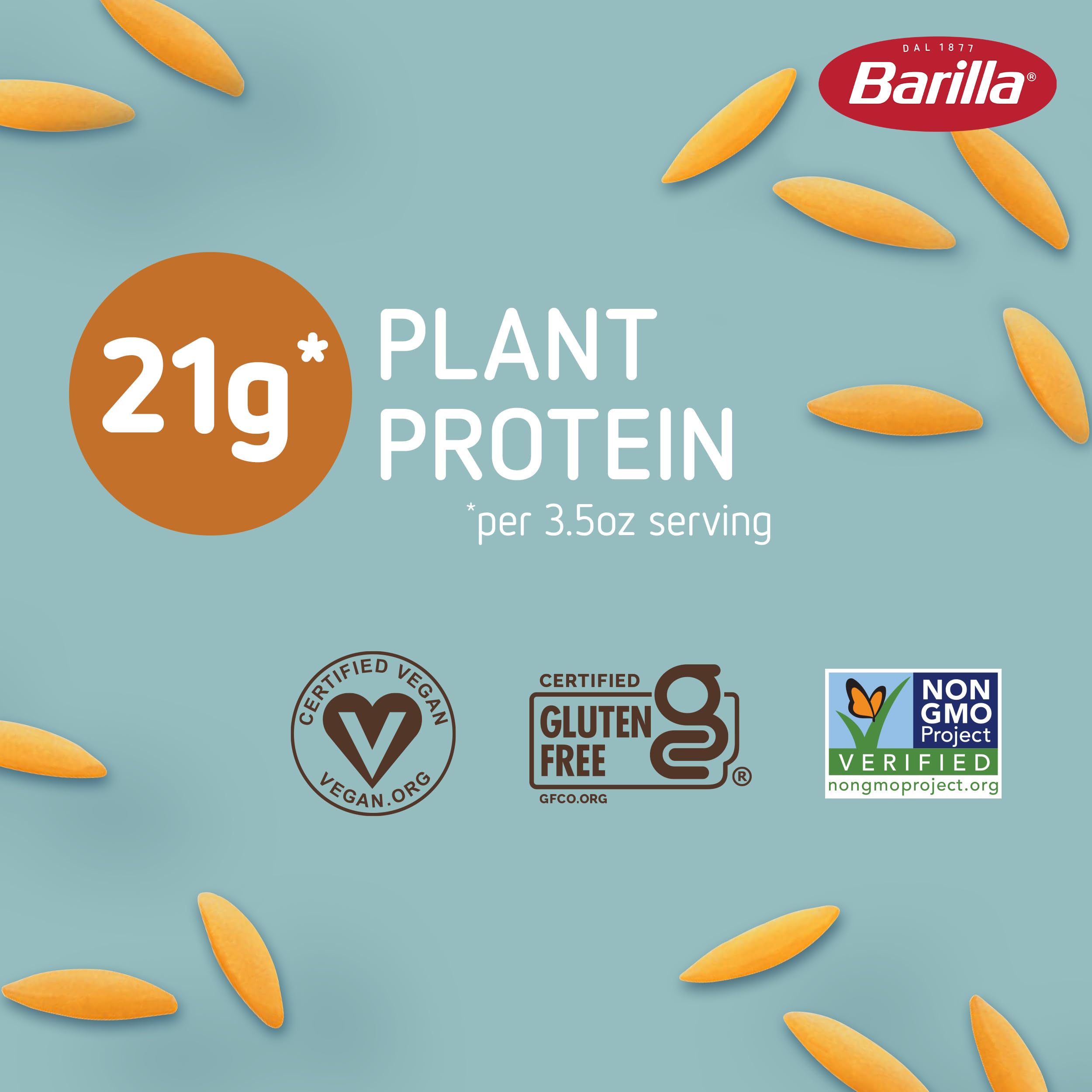 Barilla chickpea orzo poured into bowl for quick meal prep