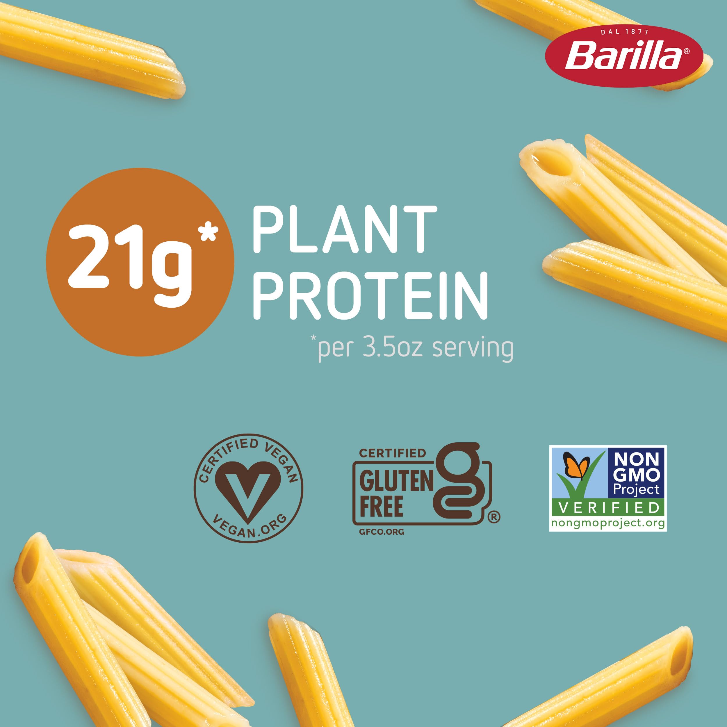 close-up of uncooked Barilla chickpea penne texture highlighting grain quality