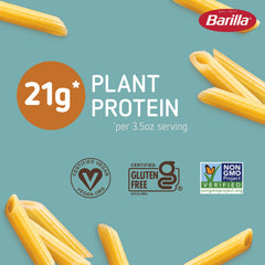 close-up of uncooked Barilla chickpea penne texture highlighting grain quality